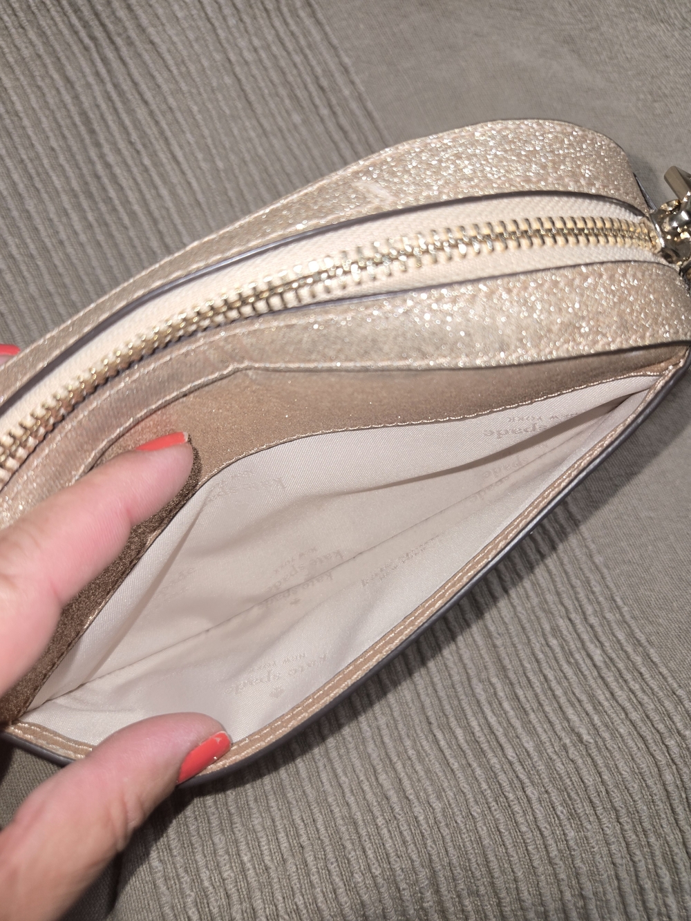 kate spade New York Glitter Crossbody Bag in Champagne - Picture 4 of 10